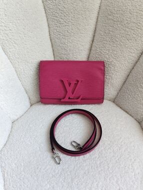Louis Vuitton Hot Pink Epi Leather Crossbody Wallet with Strap